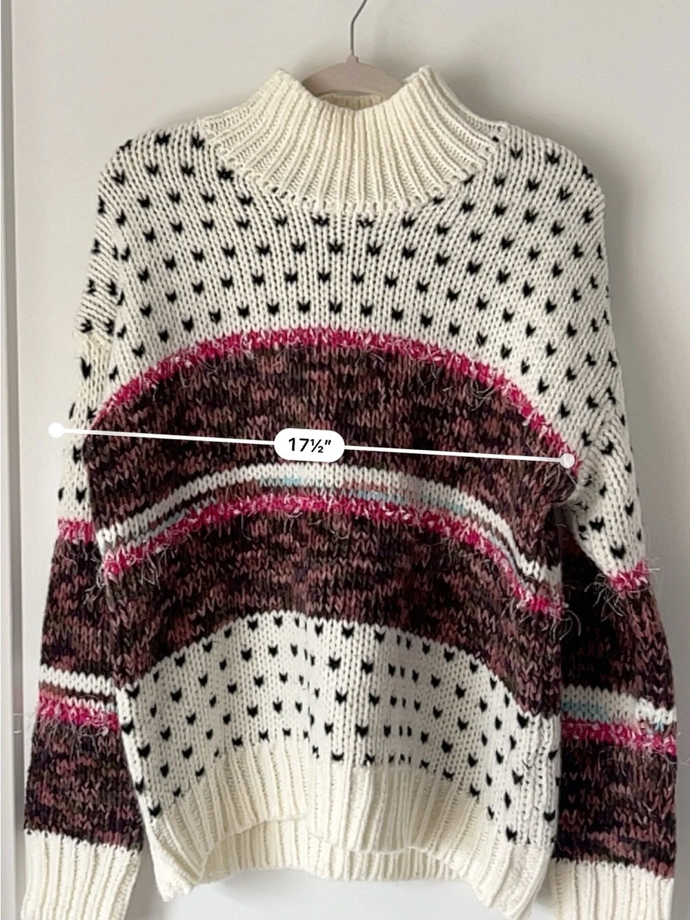 RAGA Cream Multicolor Fair Isle Turtleneck Sweater